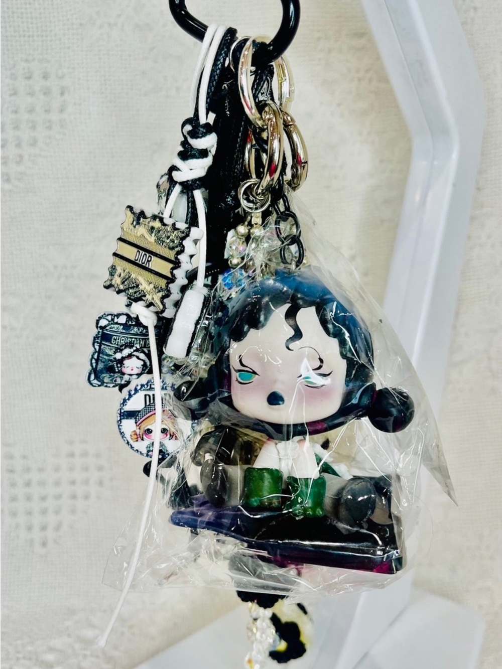Custom OOAK Skull Panda Keychain/Bag Charm